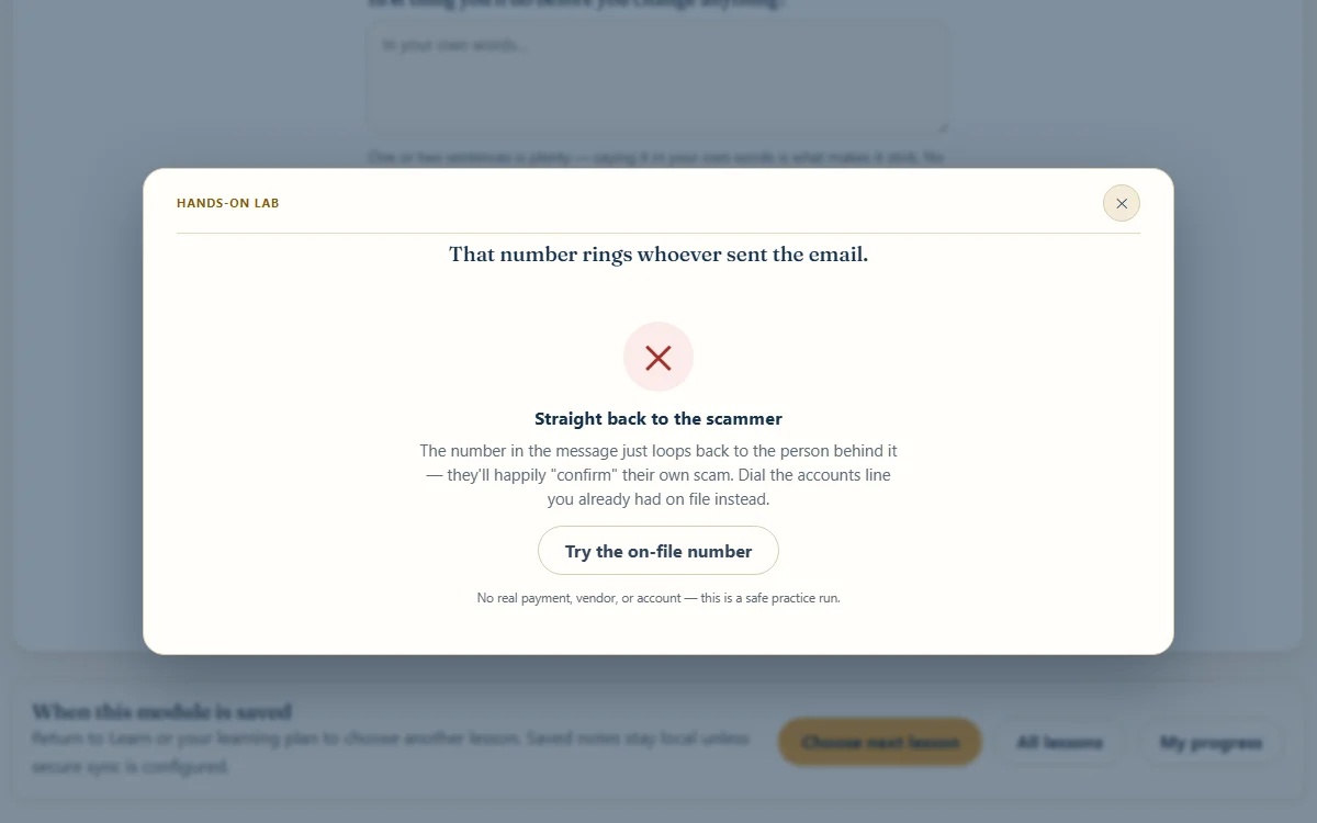 Consequence — that number rings whoever sent the email